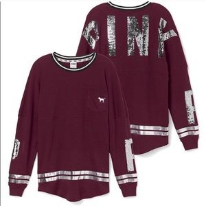 Burgundy Varsity Crew -PINK- Victoria Secret